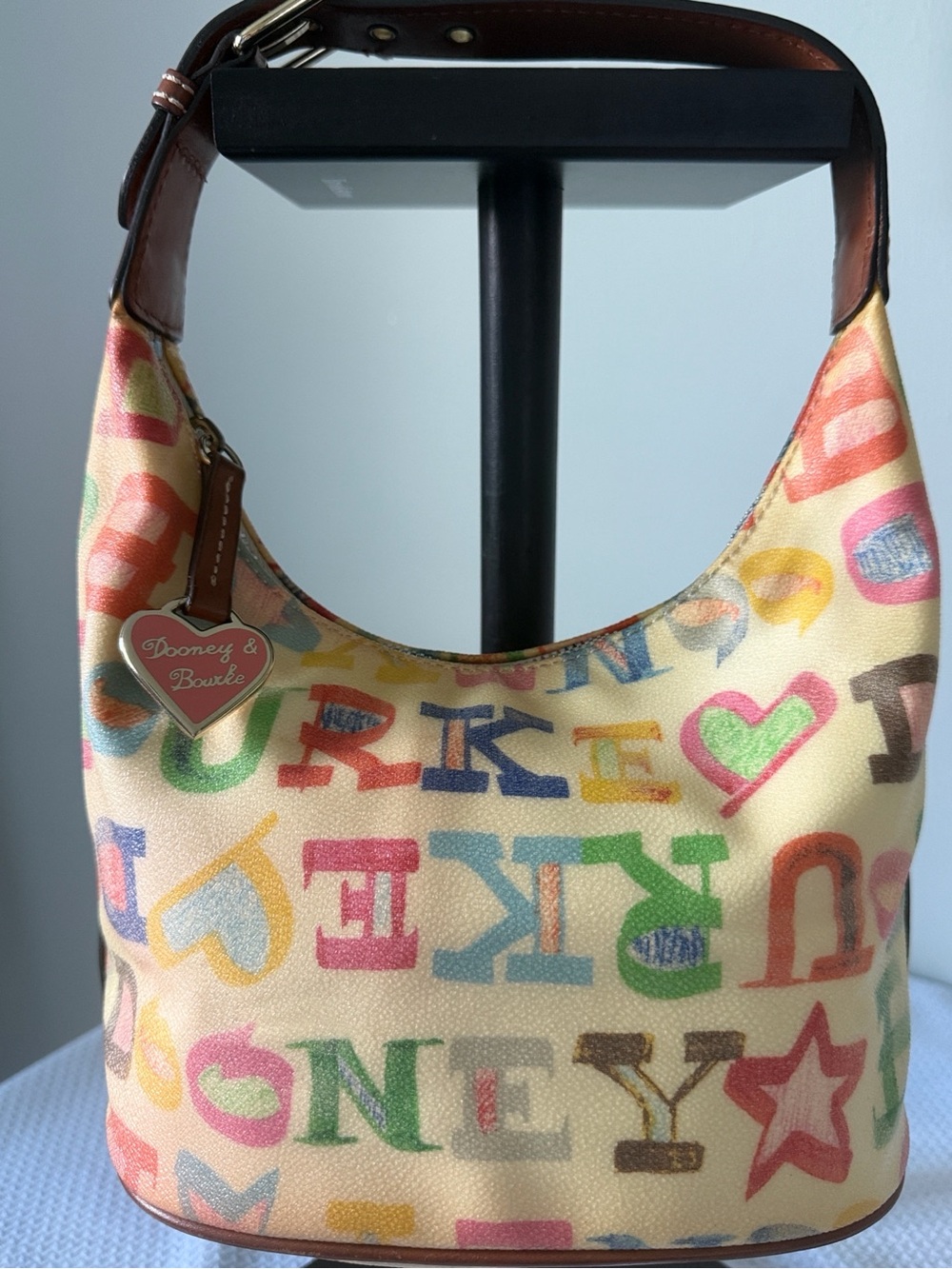 DOONEY & BOURKE Vintage Y2K Crayon Graffiti Logo Print Hobo Shoulder Bag - Picture 8 of 13